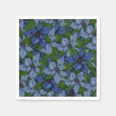 クリスマスブルー&バイオレットポインセティアス スタンダードカクテルナプキン (正面)