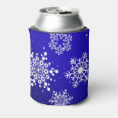 クリスマスブルー&ホワイトスノーフレークオーナメント 缶クーラー (缶裏面)