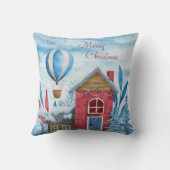 クリスマスブルー&レッドウィンタービレッジ&アニマルズ クッション (裏面)