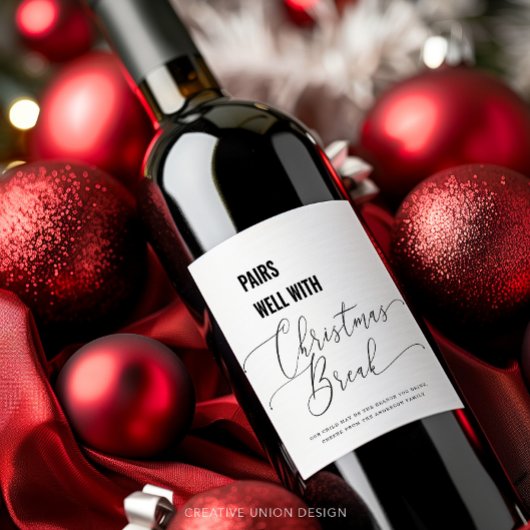 クリスマスブレイクワインギフトとのペアウェルクリスマスブレークワインギフト先生 ワインラベル