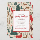 クリスマスブレックファーストお洒落招待状ディアツリー 招待状 (正面/裏面)