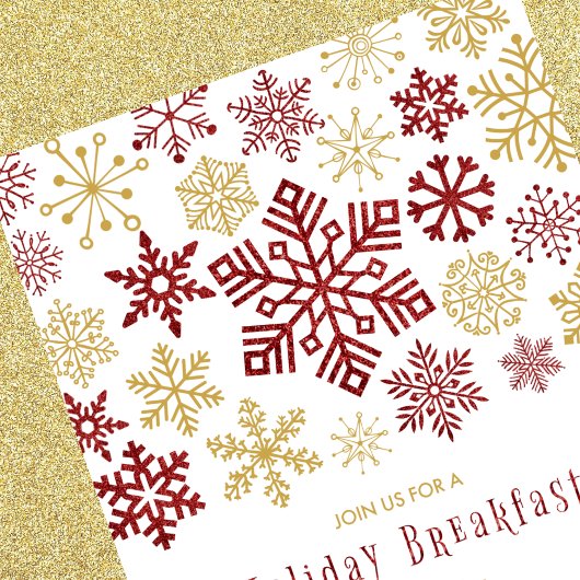 クリスマスブレックファースト招待状エレガントスノーフレーク 招待状