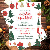 クリスマスブレックファースト招待状キュートツリーズソックス 招待状