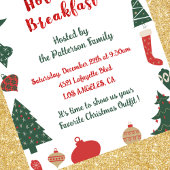 クリスマスブレックファースト招待状キュートツリーズソックス 招待状