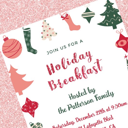 クリスマスブレックファースト招待状クリスマスパターン 招待状
