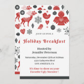 クリスマスブレックファースト招待状スカンジナビパターン 招待状 (正面/裏面)