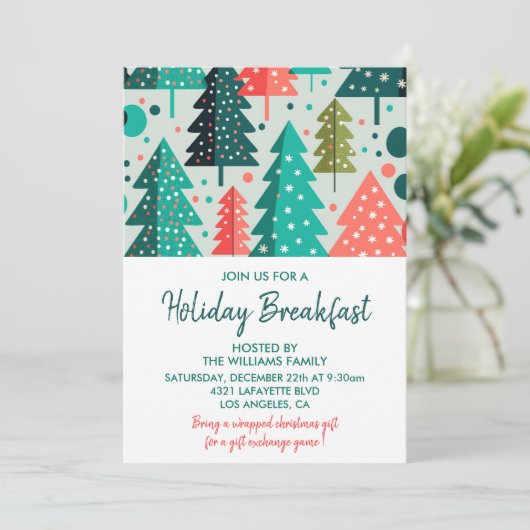 クリスマスブレックファースト招待状フォレストスノーフォール 招待状 (スタンド正面)