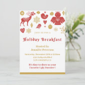 クリスマスブレックファースト招待状金ゴールドレッドノルディック 招待状 (スタンド正面)