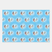 クリスマスブレンハイムカバリヤキングチャールズスパニエル犬 ラッピングペーパーシート (正面3)