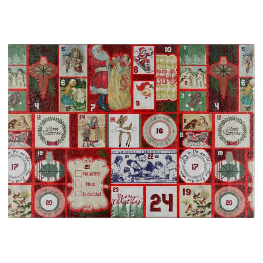 クリスマスブロックイラストレーションマス カッティングボード (正面)