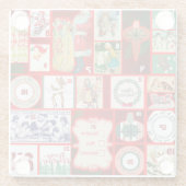 クリスマスブロックイラストレーションマス ガラスコースター (裏面)