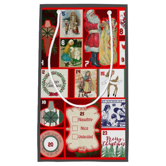 クリスマスブロックイラストレーションマス スモールペーパーバッグ (正面)