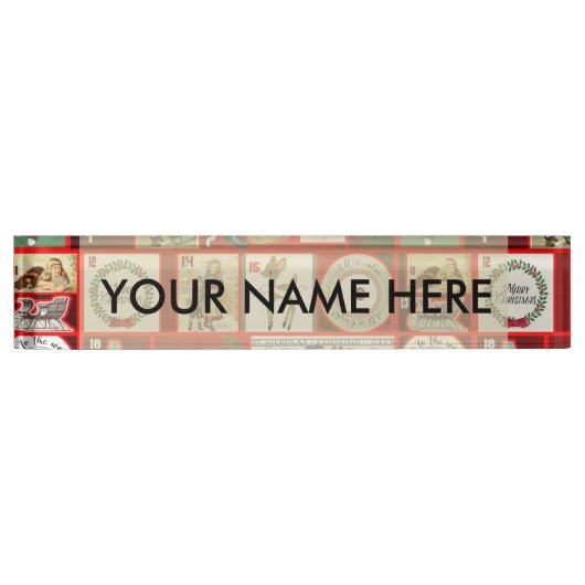 クリスマスブロックイラストレーションマス デスクネームプレート (正面)