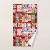 クリスマスブロックイラストレーションマス バスタオルセット (ハンドタオル)