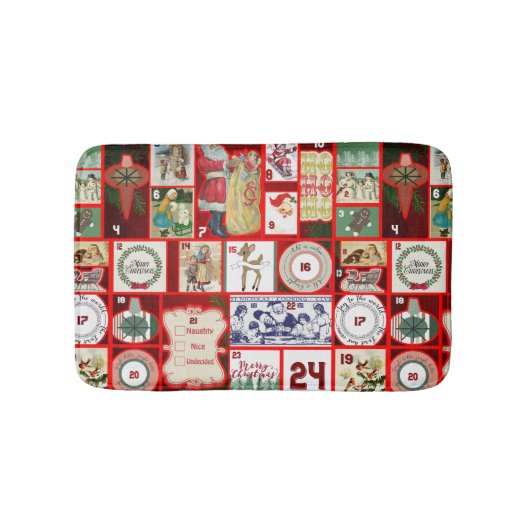 クリスマスブロックイラストレーションマス バスマット (正面)