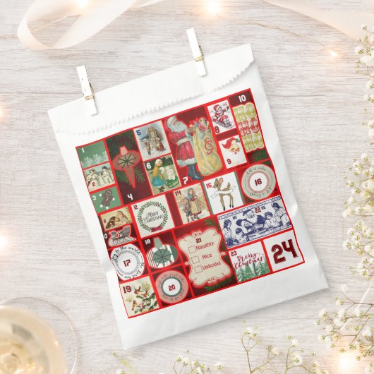 クリスマスブロックイラストレーションマス フェイバーバッグ (クリップ留めされた状態)