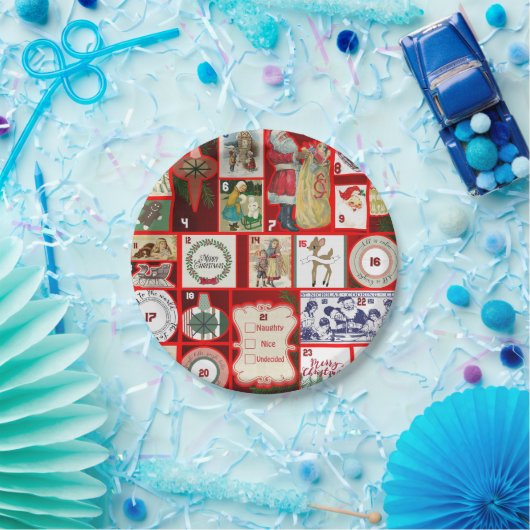 クリスマスブロックイラストレーションマス ペーパープレート (パーティー)