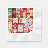 クリスマスブロックイラストレーションマス 縁ありカクテルナプキン (正面)