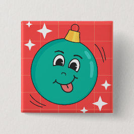 クリスマスブロベ顔スマイルハッピーレトロ漫画 缶バッジ