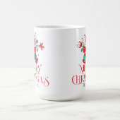 クリスマスブーケタイポグラフィとモノグラム コーヒーマグカップ (中央)