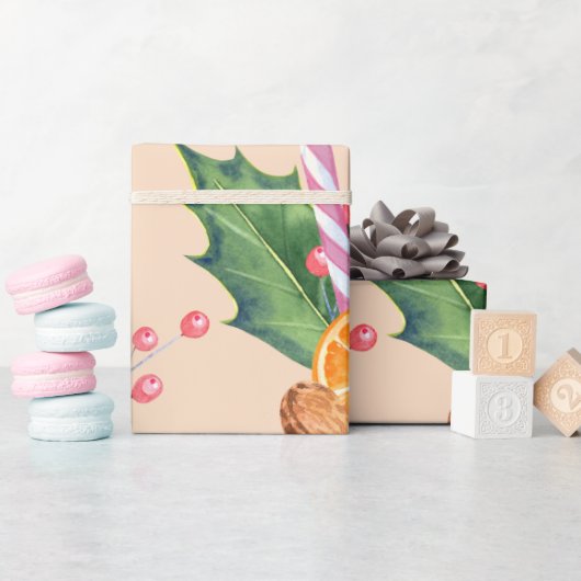 クリスマスブーケ オレンジ色 キャンディ バリー ラッピングペーパー (ベビーシャワー)