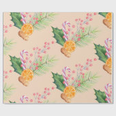 クリスマスブーケ オレンジ色 キャンディ バリー ラッピングペーパー (フラット)