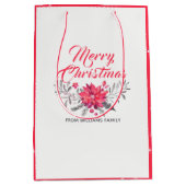 クリスマスブーケ&モダンタイポグラフィ ミディアムペーパーバッグ (正面)