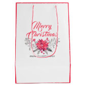 クリスマスブーケ&モダンタイポグラフィ ミディアムペーパーバッグ (裏面)