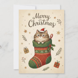 クリスマスブーツの中の猫 シーズンカード