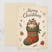 クリスマスブーツの中の猫 シーズンカード (正面/裏面)