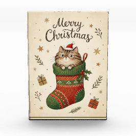 クリスマスブーツの中の猫 フォトブロック