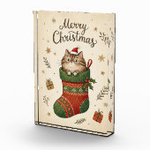 クリスマスブーツの中の猫 フォトブロック (右)