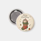 クリスマスブーツの中の猫 マグネット (正面/裏面)