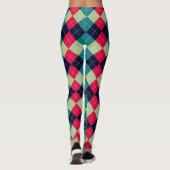 クリスマスプアーガイルライド赤い緑のパターン レギンス (裏面)