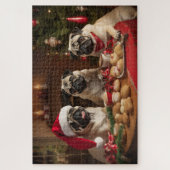 クリスマスプッグ3個 ジグソーパズル (縦)