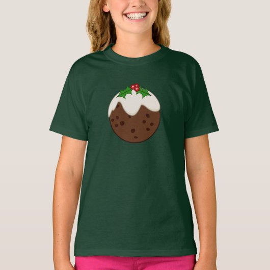 クリスマスプディングのイラストアート Tシャツ (正面)
