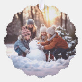 クリスマスプディングのホリーベリーの水彩写真 オーナメントカード (裏面)