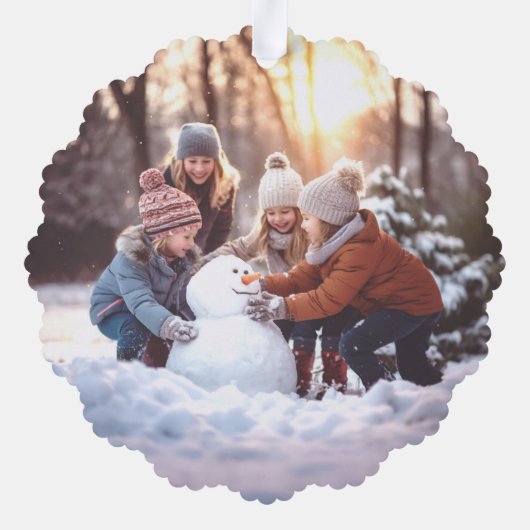 クリスマスプディングのホリーベリーの水彩写真 オーナメントカード (裏面)