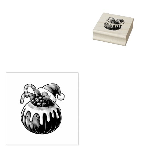 クリスマスプディングの木のアートスタンプ ラバースタンプ (押印)