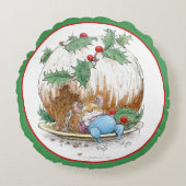 クリスマスプディングマウスの円形の枕 ラウンドクッション (正面)