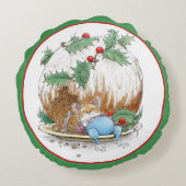 クリスマスプディングマウスの円形の枕 ラウンドクッション (裏面)