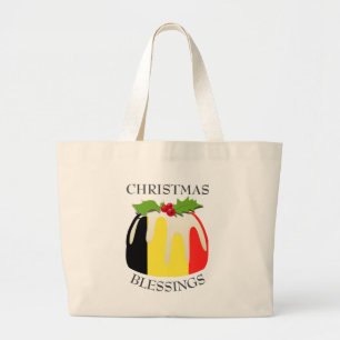 クリスマスプディング国旗 ラージトートバッグ
