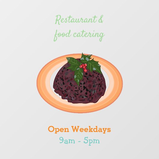 クリスマスプディング漫画イラストレーション ウィンドウサイン (シート)