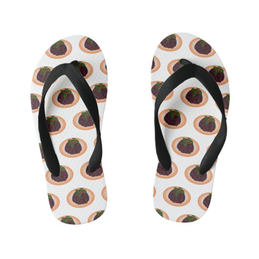 クリスマスプディング漫画イラストレーション キッズビーチサンダル (フットベッド)