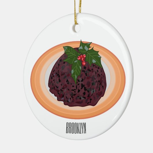 クリスマスプディング漫画イラストレーション セラミックオーナメント (左)