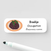 クリスマスプディング漫画イラストレーション 名札 (インサイチュ)