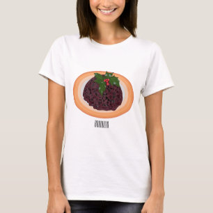 クリスマスプディング漫画イラストレーション Tシャツ