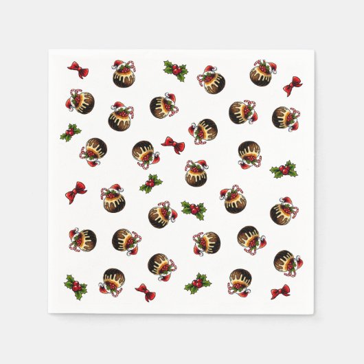 クリスマスプディング紙ナプキン スタンダードカクテルナプキン (正面)