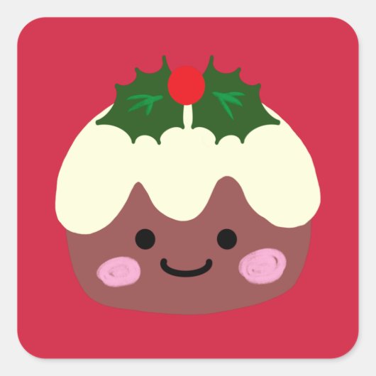 クリスマスプディング1 スクエアシール (正面)