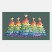 クリスマスプライド レインボー LGBTQ 平等な権利 ゲイ 長方形シール (正面)
